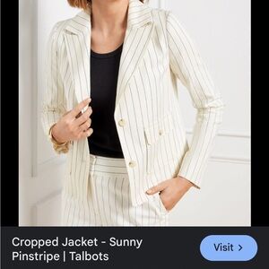 Talbots Cream Pinstripe Cropped Blazer